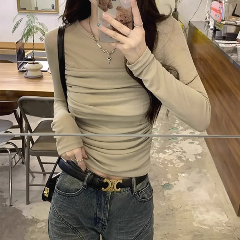 [DE996]렐리 셔링 슬림핏 긴팔티셔츠