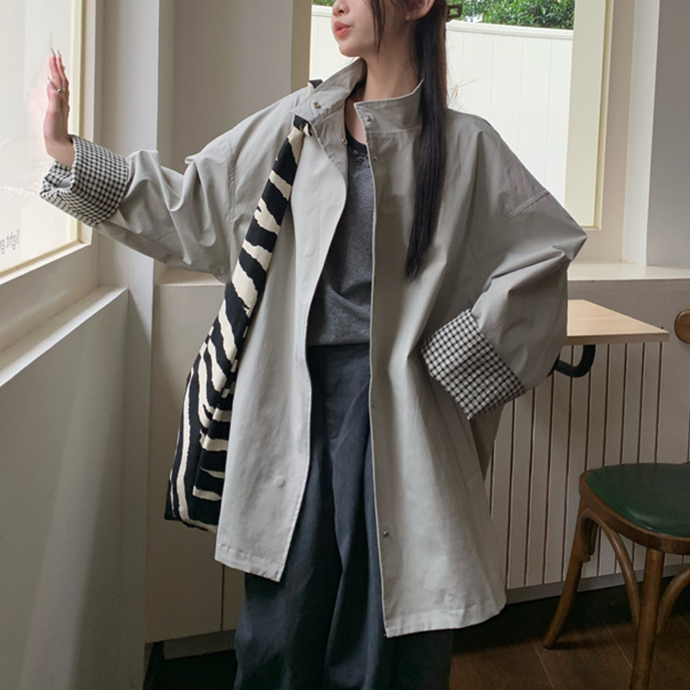 [EF003]플레인 바람막이 트렌치점퍼