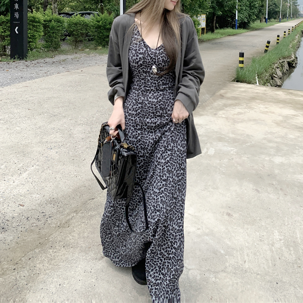 [EF012]코어 레오파드 슬리브리스 롱원피스
