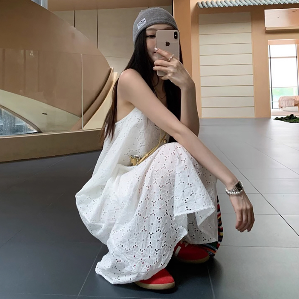 [EF016]하찌 레이스 슬리브리스 롱원피스