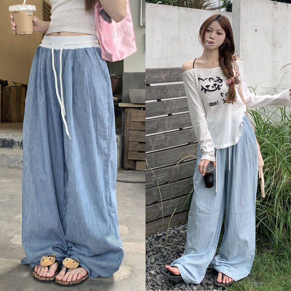 [EF053]닉시 스트라이프 와이드 밴딩팬츠