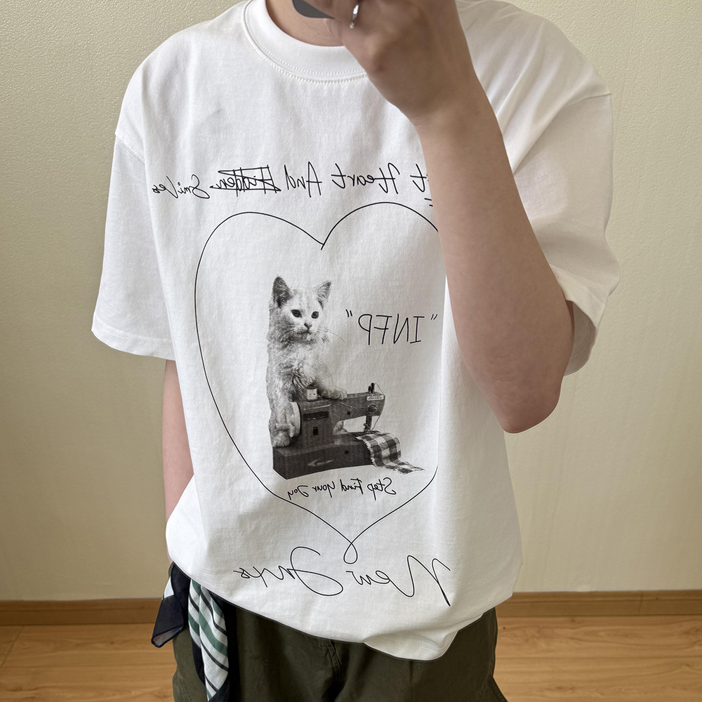 [EF060]인프피 고양이 루즈핏 반팔티셔츠