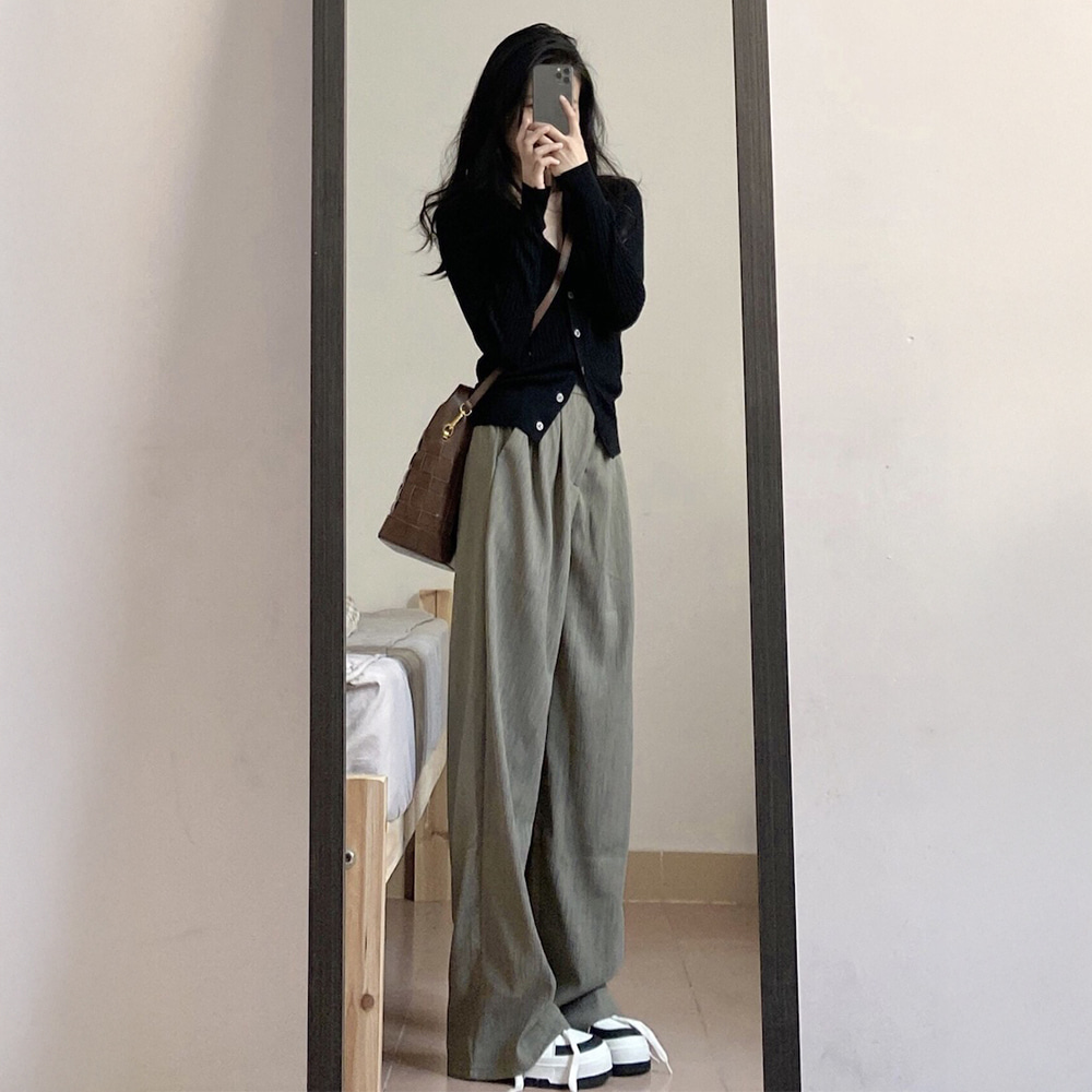 [EF070]루마 가디건+뒷밴딩 와이드팬츠 세트