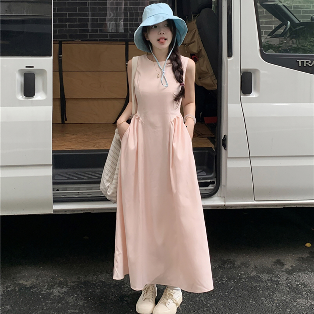 [EF120]리엔 셔링 민소매 롱원피스