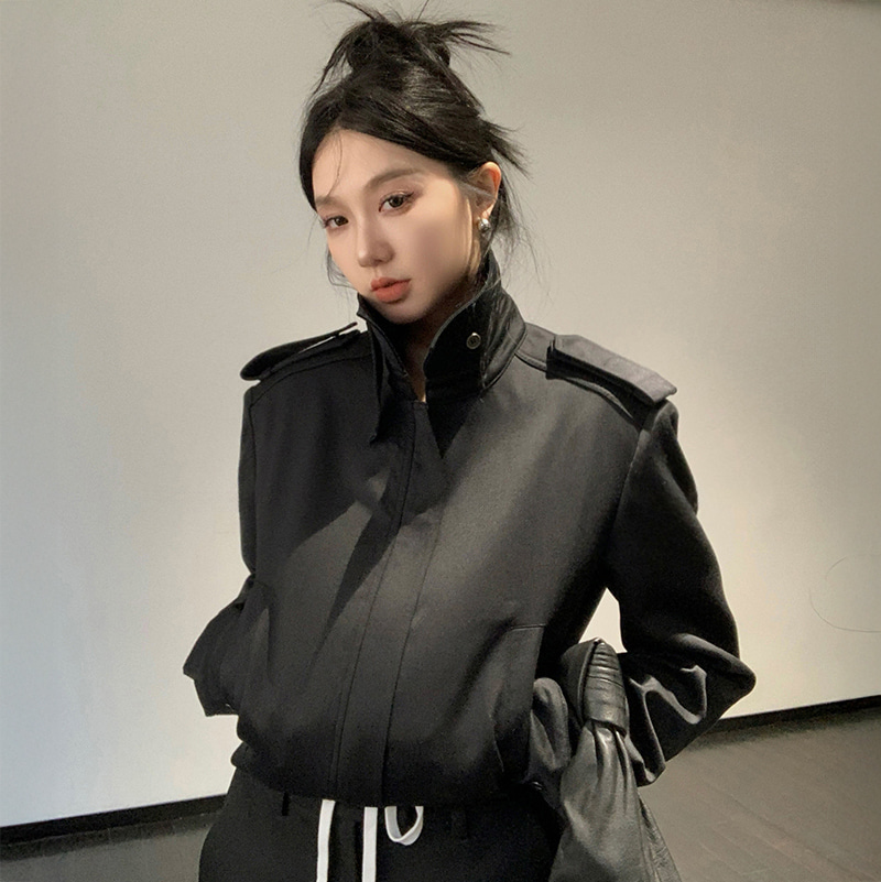 [EF210]스탠드 솔리드 숏 자켓