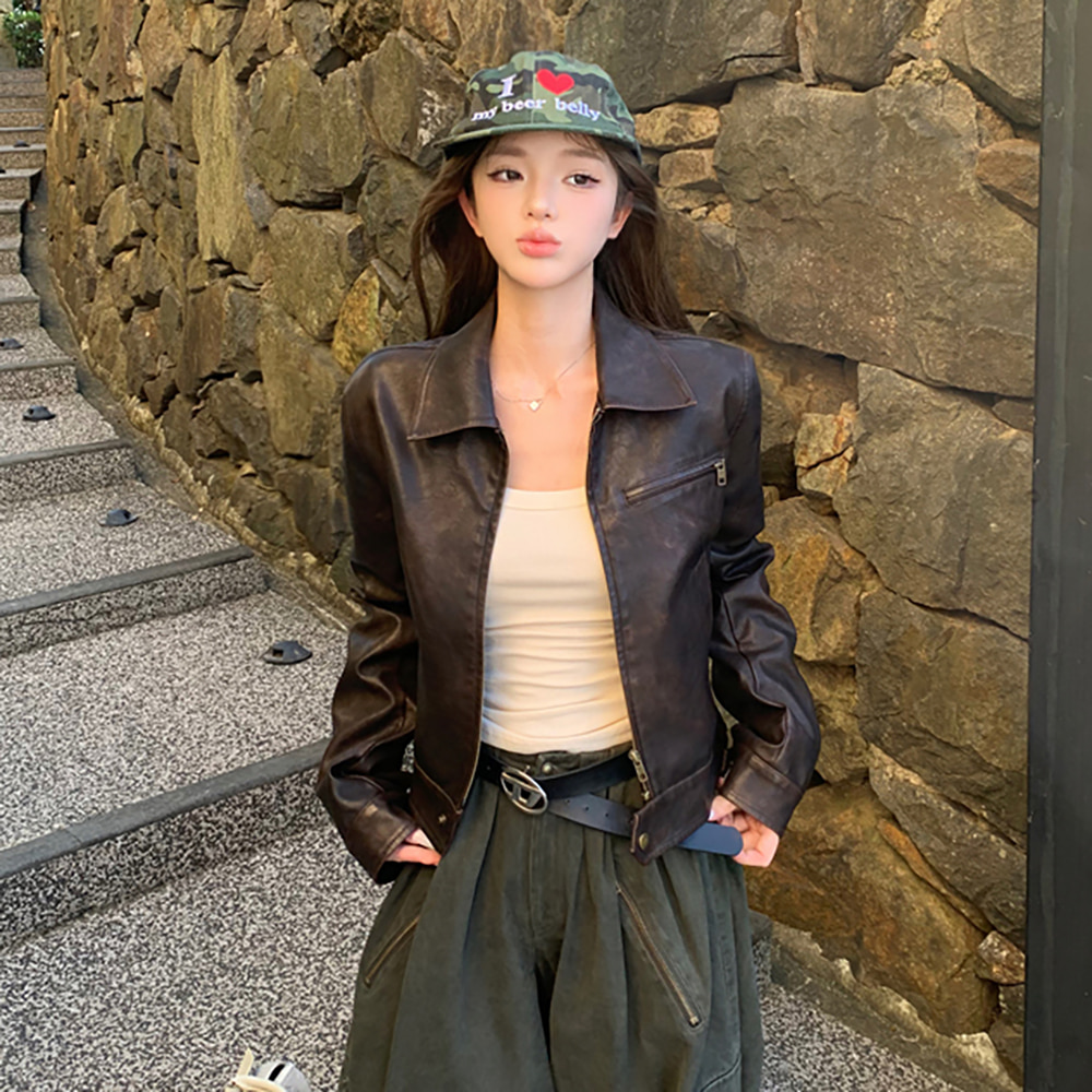 [EF211]바이트 레트로 레더 자켓