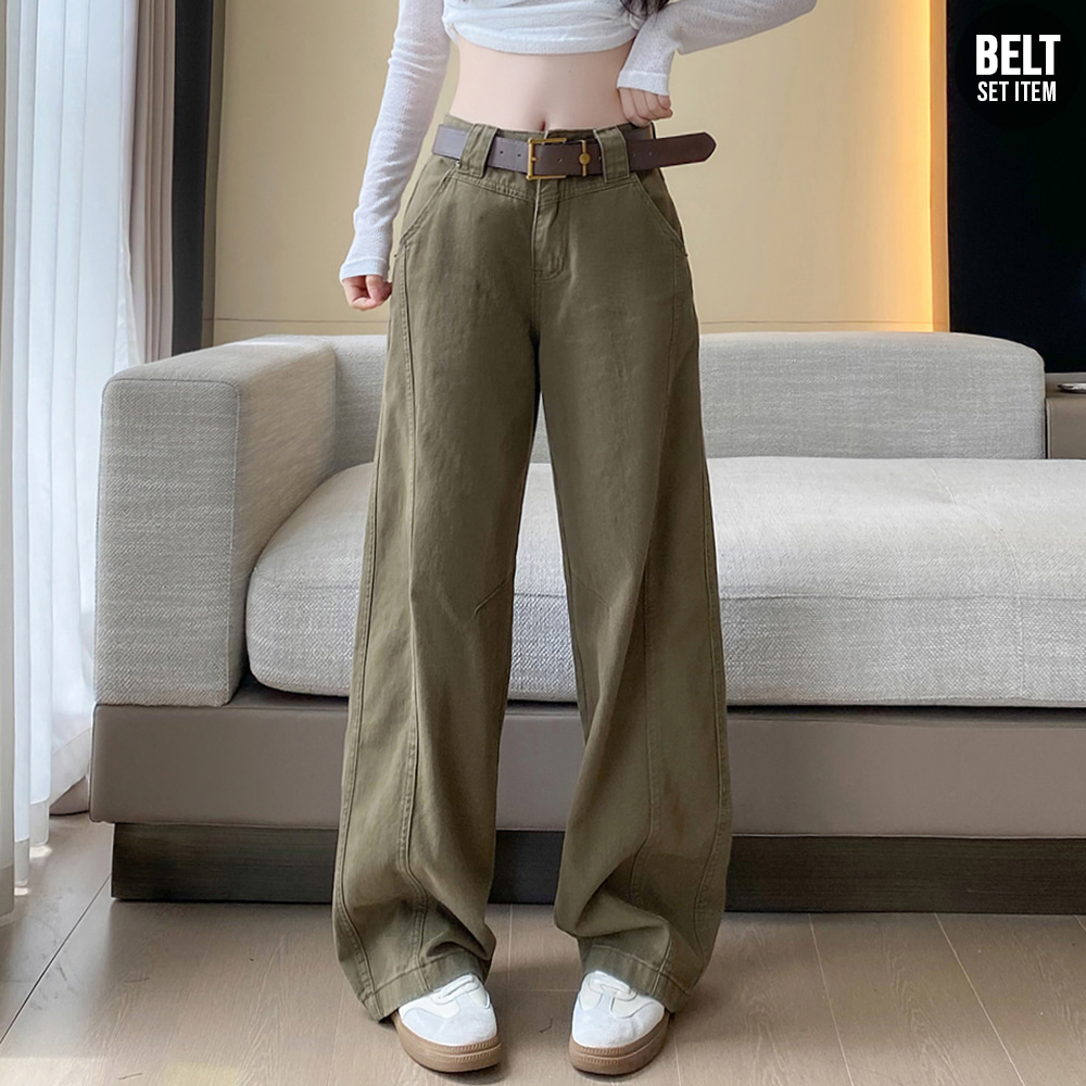 [EF220]우드 벨트 세트 카고 팬츠