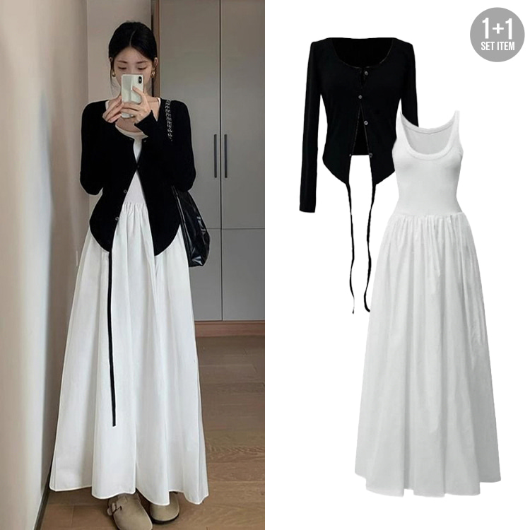 [EF223]티아 가디건+원피스 세트