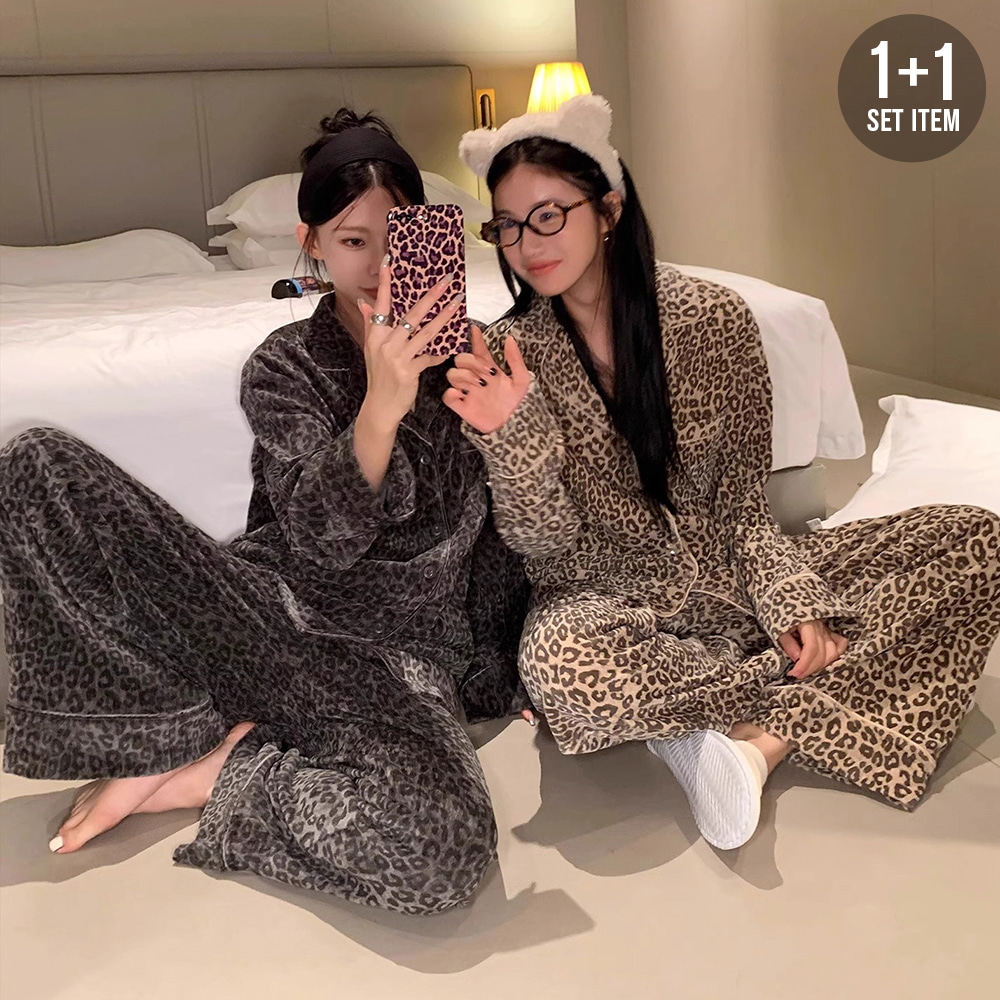 [EF227]코코 벨벳 레오파드 파자마세트