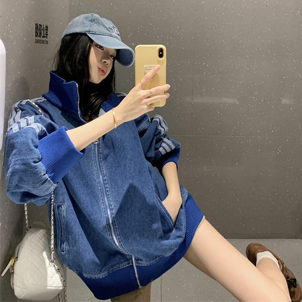 [EF233]노아 루즈핏 저지 데님 집업점퍼