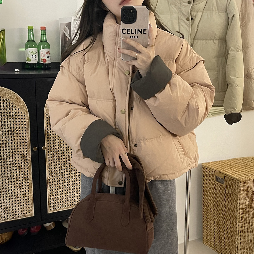 [EF247]델루이 배색 안감 패딩