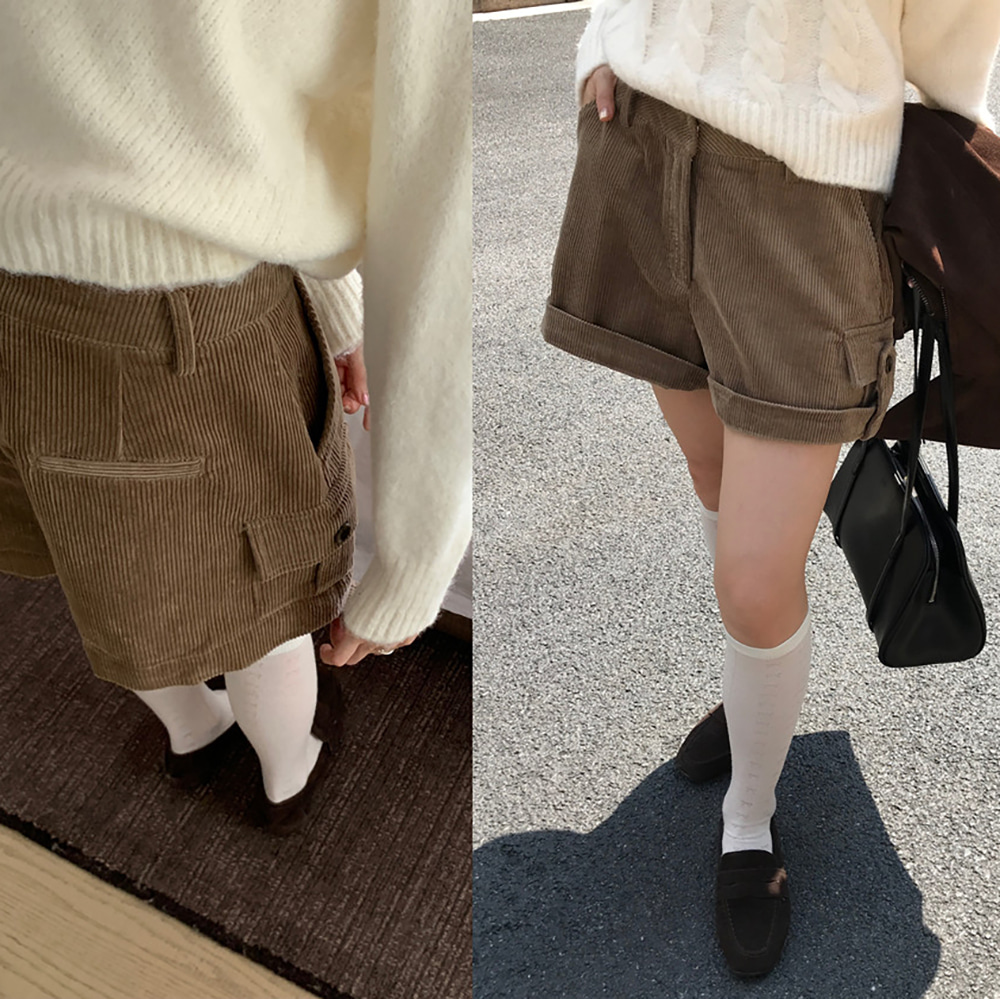 [EF249]에린 코듀로이 포켓 반바지