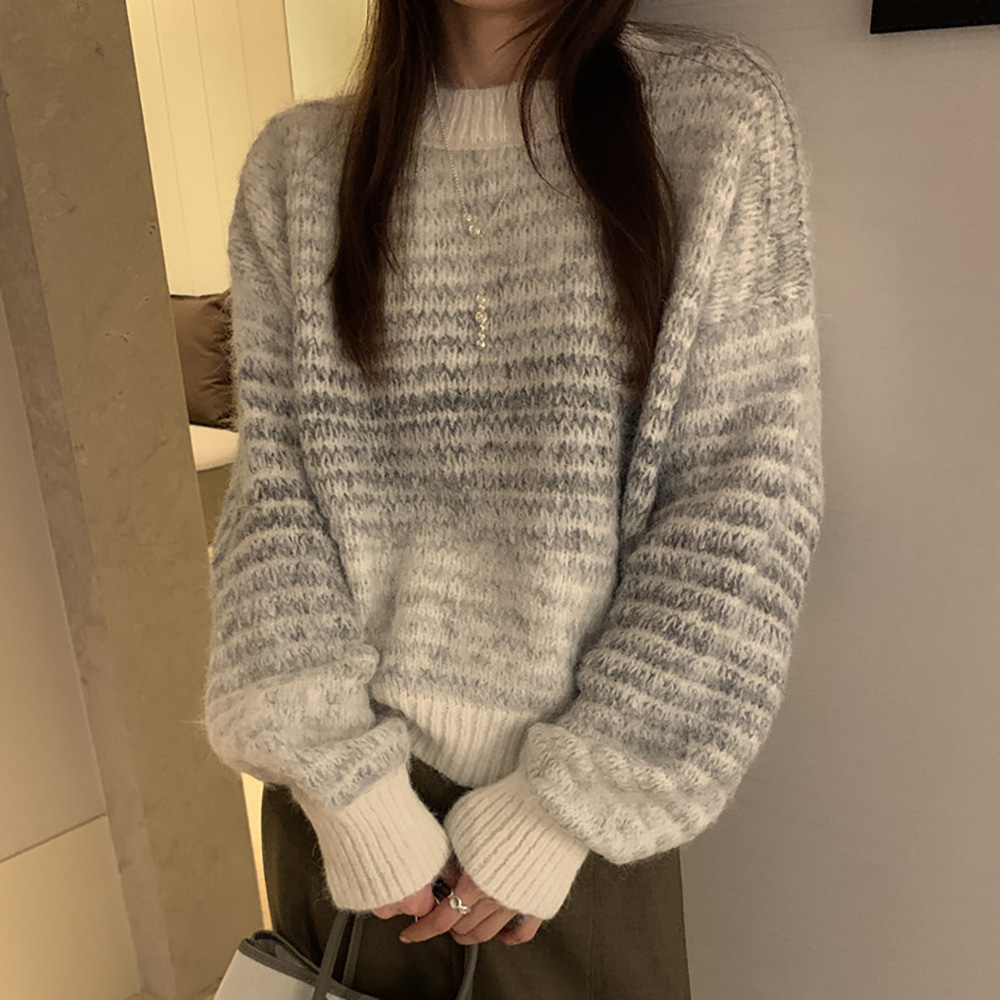 [EF250]포레 스트라이프 라운드 니트