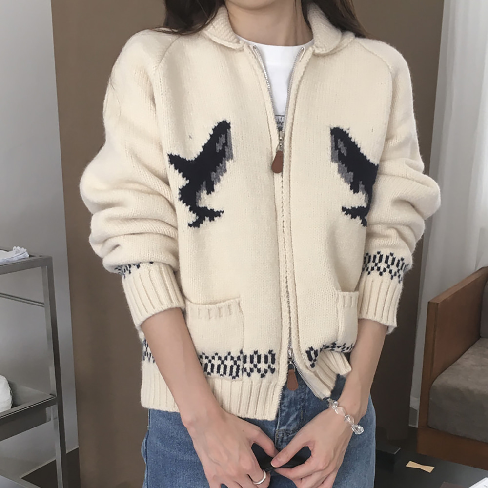 [EF251]웨일 집업 니트가디건