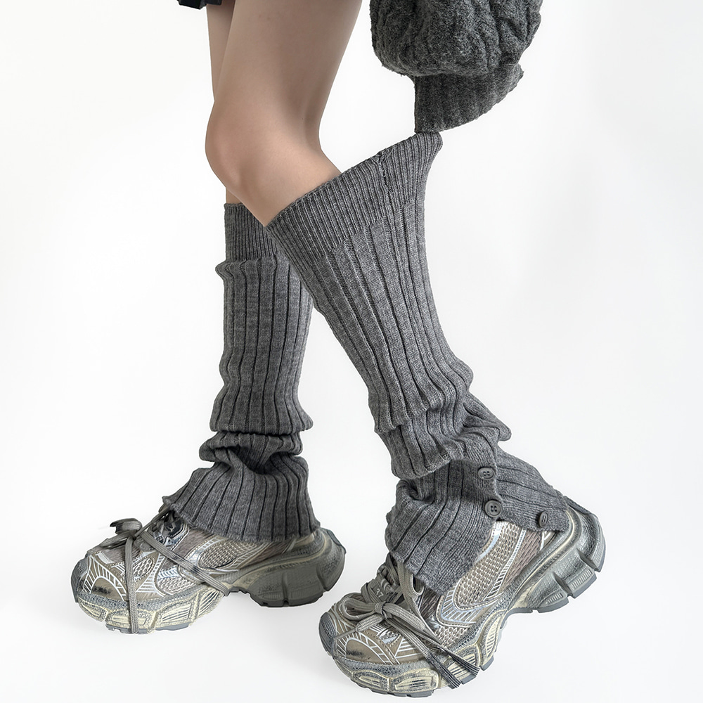 [EF276]슬리드 버튼 니트 레그워머