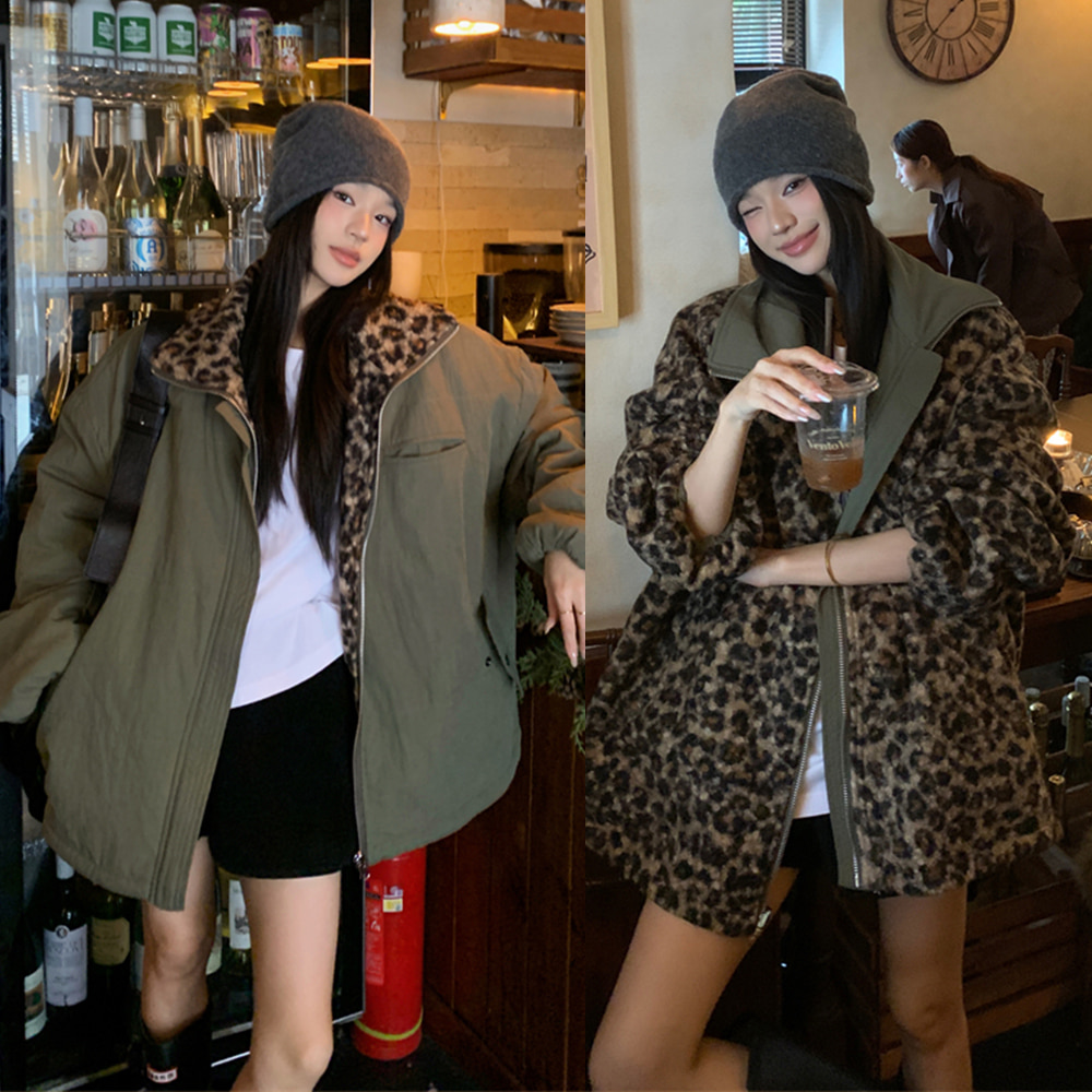 [EF277]레오파드 양면 리버시블 점퍼