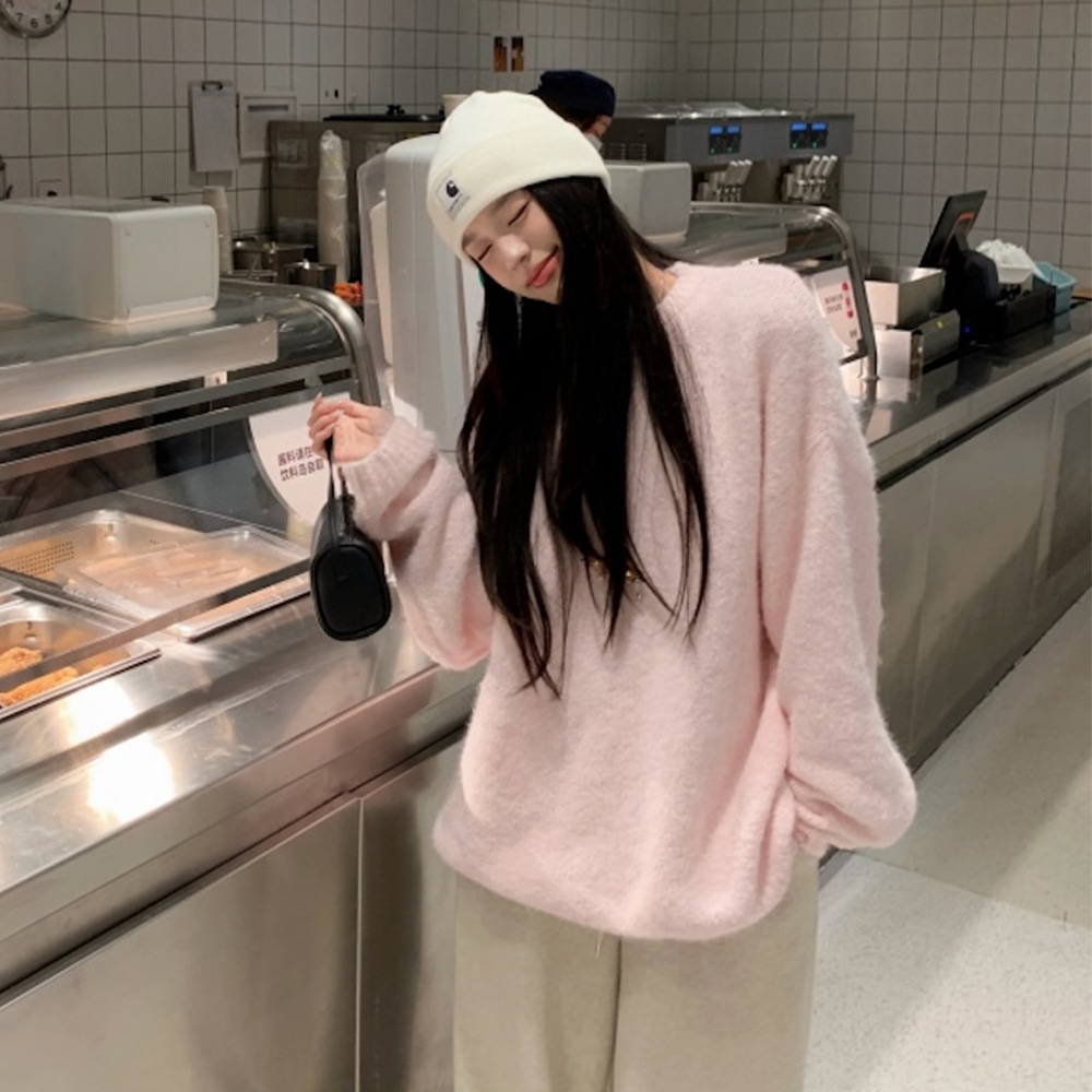 [EF284]마임 베이비핑크 부클 니트