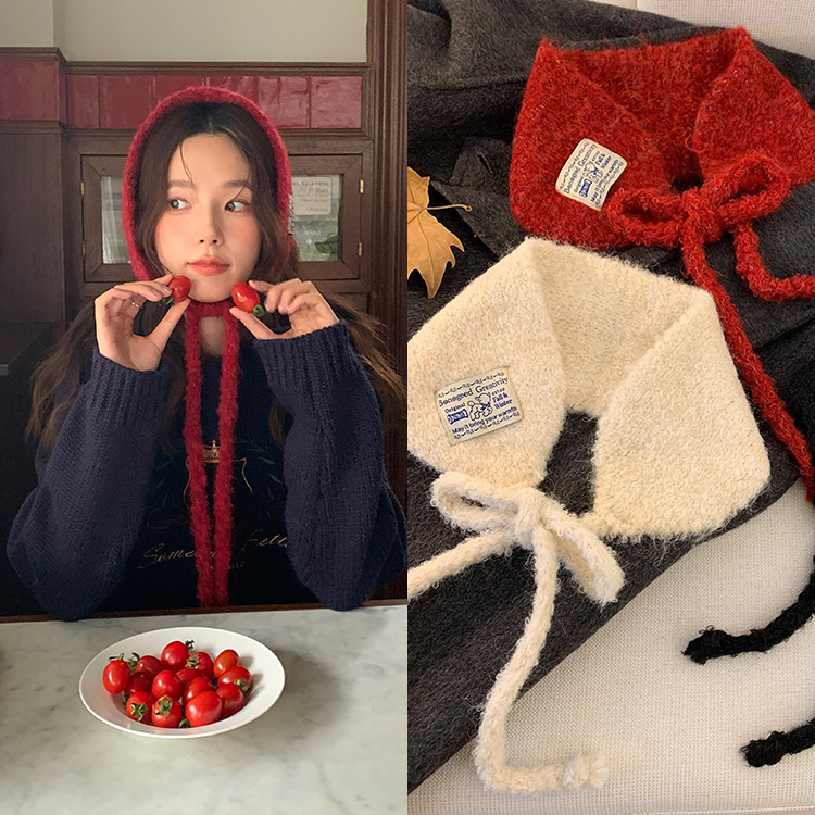 [EF290]치즈 니트 보닛 귀도리