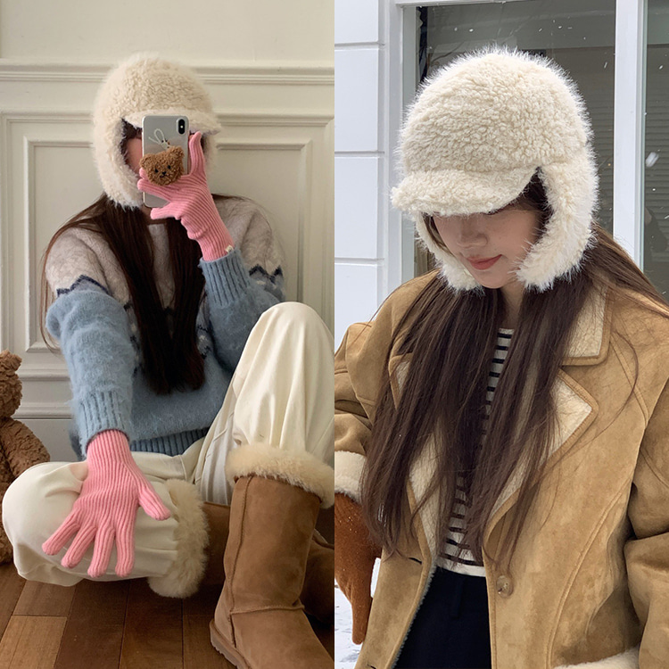 [EF291]뽀글이 이어플랩 군밤모자