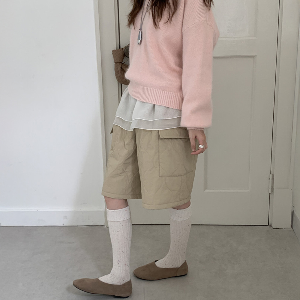 [EF293]아인 퀼팅 누빔 밴딩 반바지