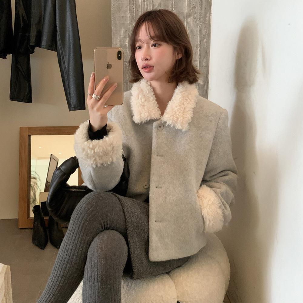 [EF298]시즐 뽀글이 퍼 카라 자켓