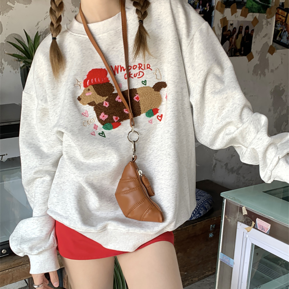 [EF299]닥스훈트 루즈핏 기모 맨투맨