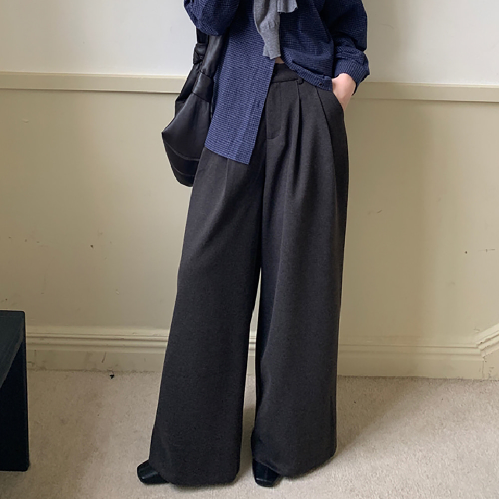 [EF314]도톰 울 기모 와이드 슬랙스