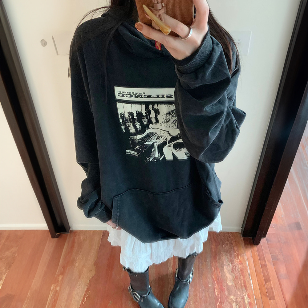 [EF330]라디오 워싱 후염 후드티