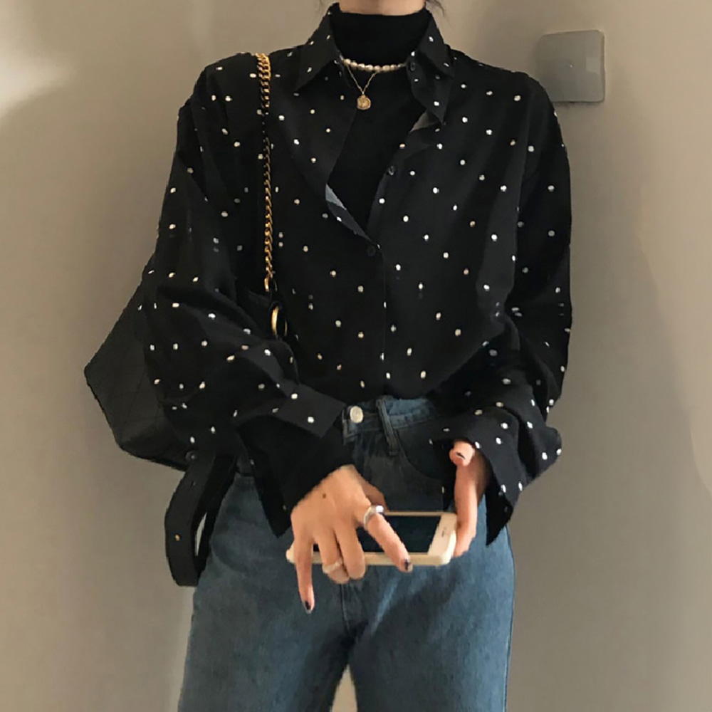 [EF368]렛츠 도트 셔츠 블라우스