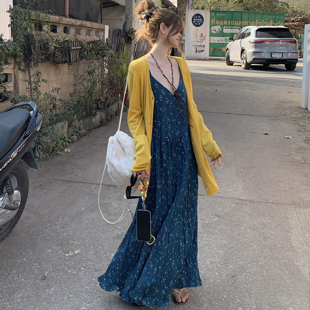 [EF380]제이 레트로 주름 롱원피스