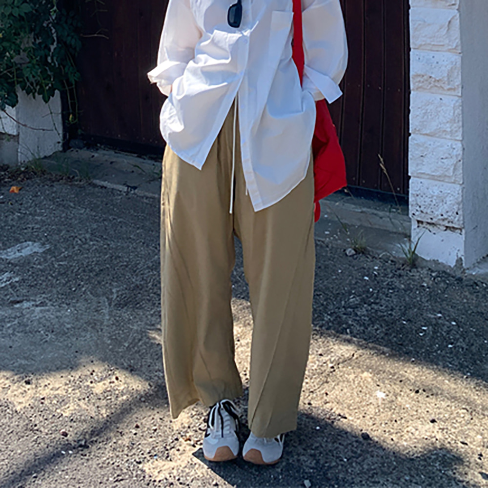 [EF385]포코 사선 캐주얼 밴딩팬츠