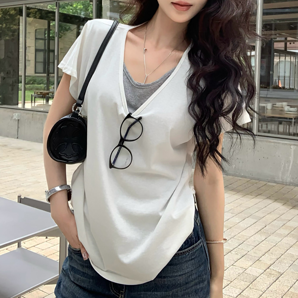 [EF391]햅스 레이어드 반팔티셔츠