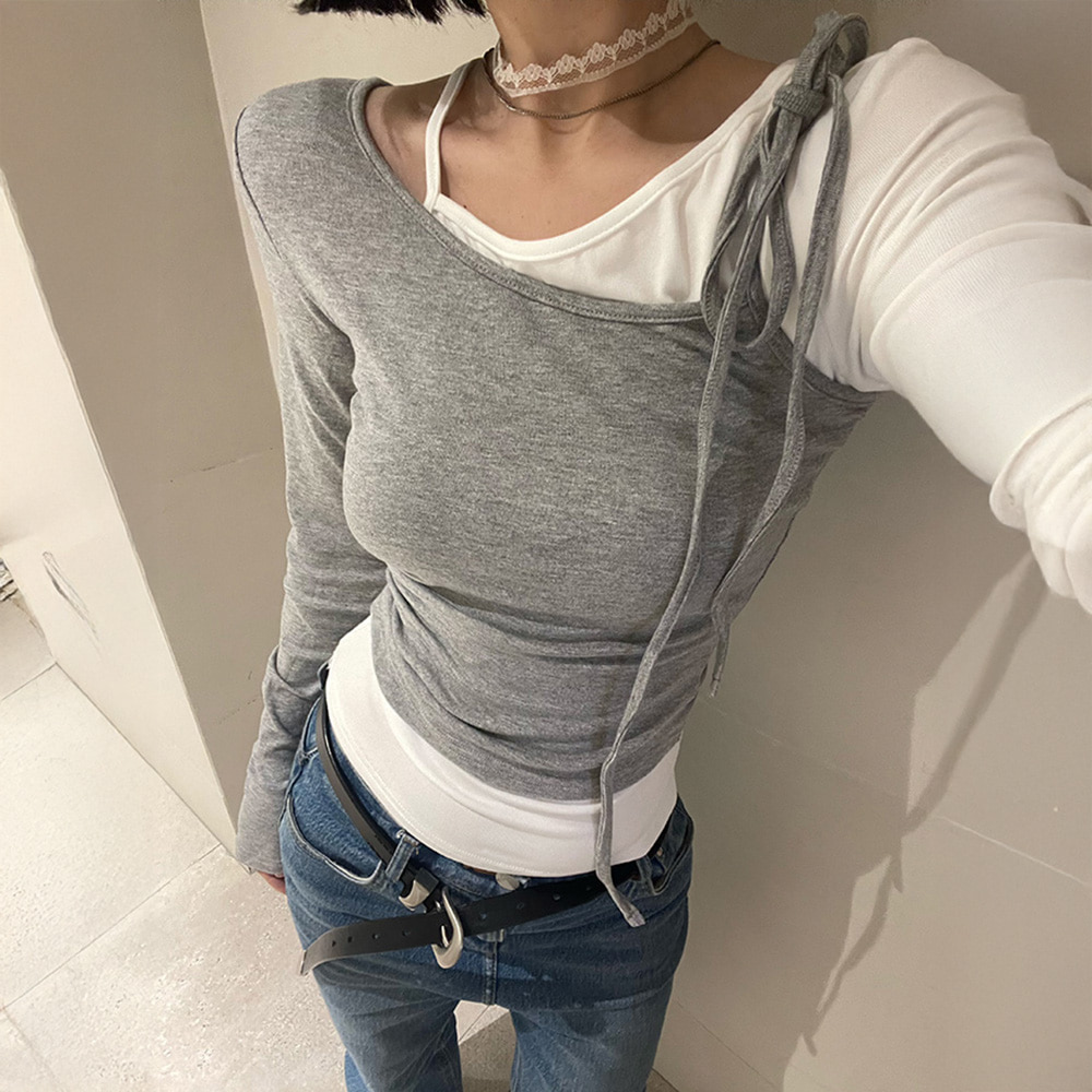 [EF393]리버드 레이어드 슬림 티셔츠