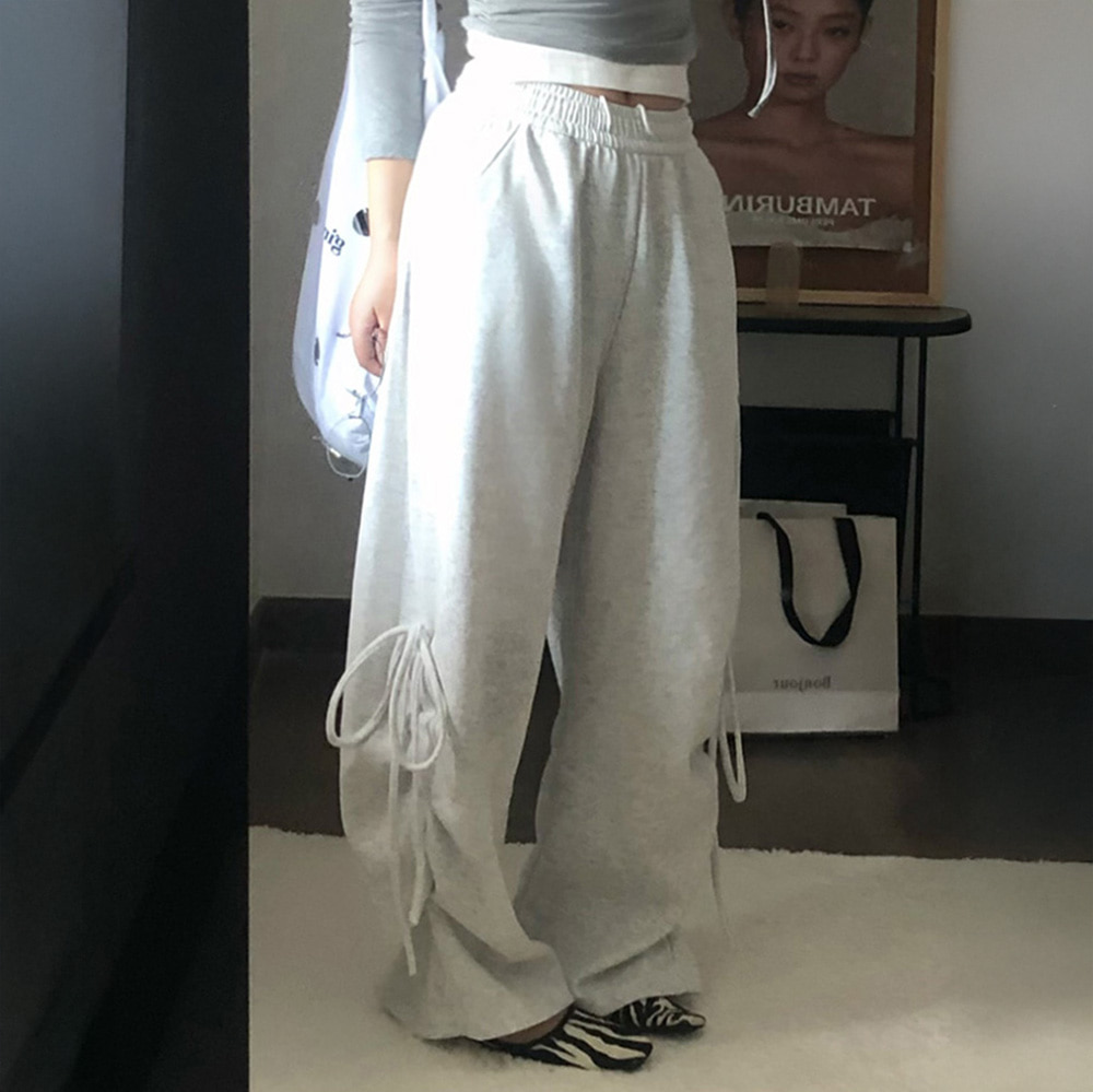 [EF406]위키드 사이드 스트랩 와이드팬츠