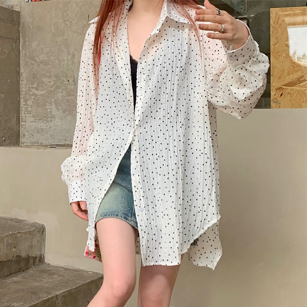 [EF411]데이오프 오버핏 도트 셔츠