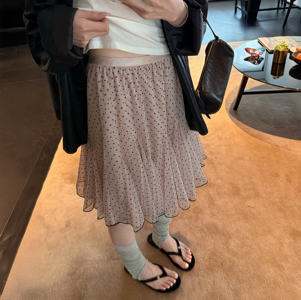 [EF428]리테일 도트 쉬폰 미니스커트