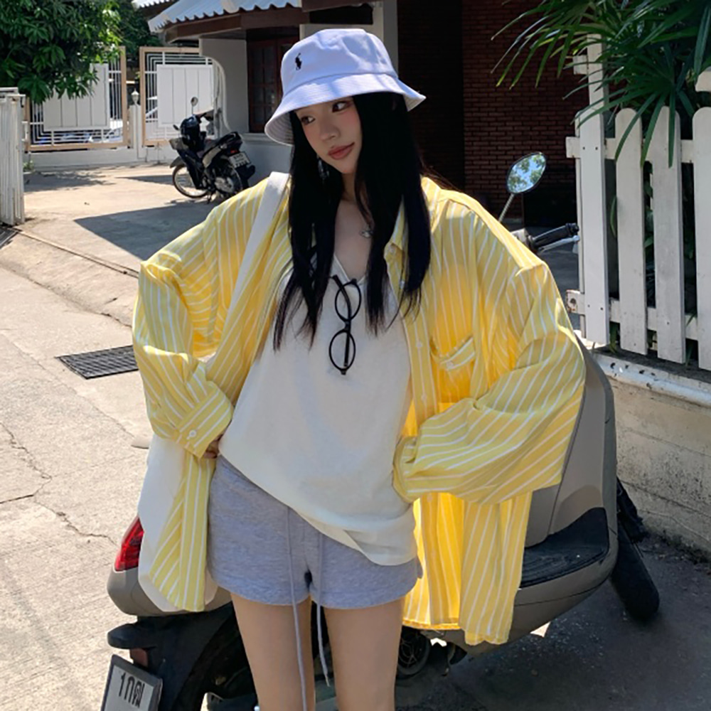[EF442]레모네이드 스트라이프 루즈핏 셔츠