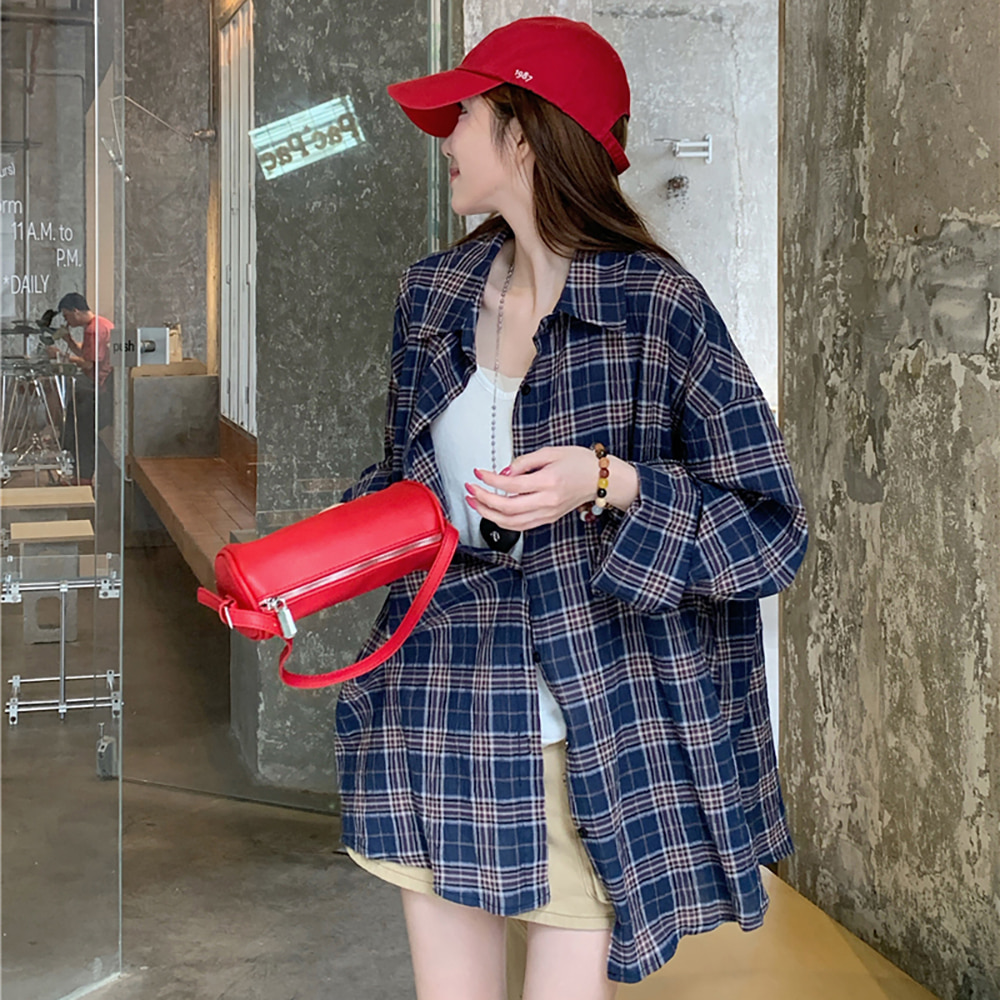 [EF468]카르멘 체크 루즈핏 셔츠