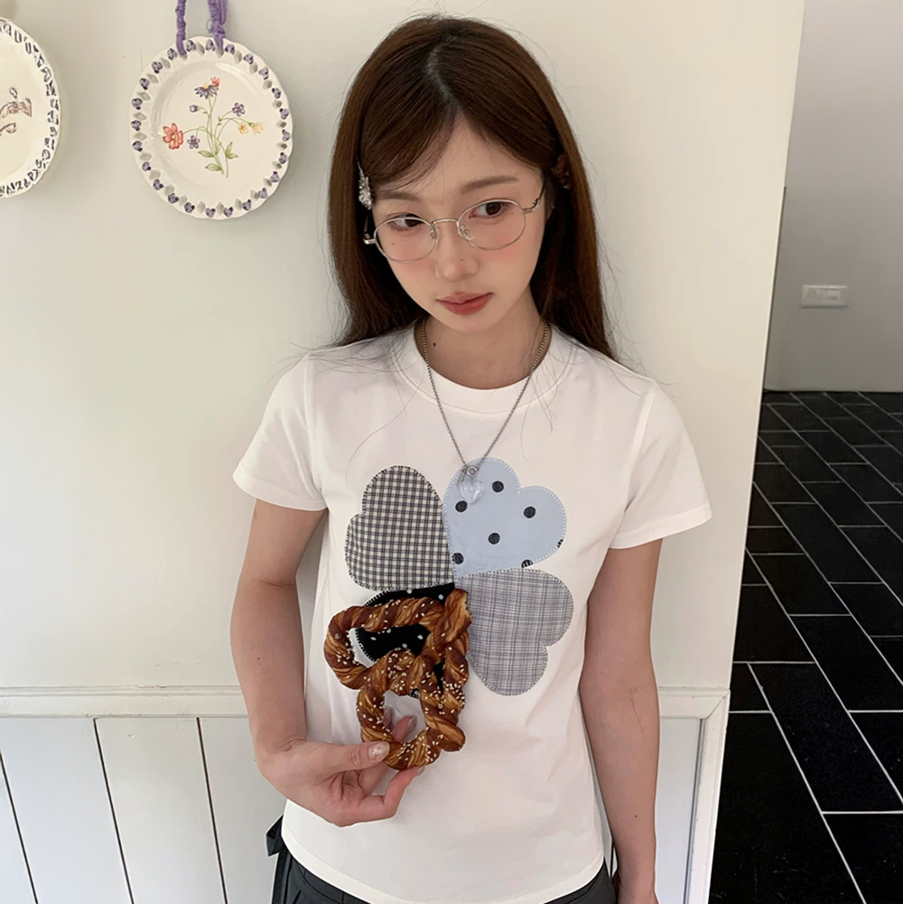 [EF479]하트패치 라운드넥 반팔티셔츠