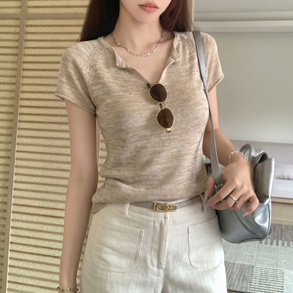 [EF494]데싱 브이넥 반팔 니트